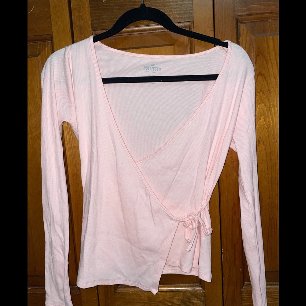 Pink open neck shirt